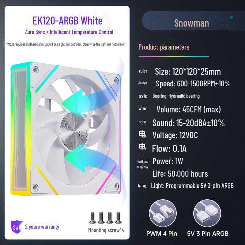 Schneemann H9-ARGB Controller: 5V 3-Pin LED Sync Gehäuselüfter mit 4-Pin PWM Temperaturregelungs-Hub