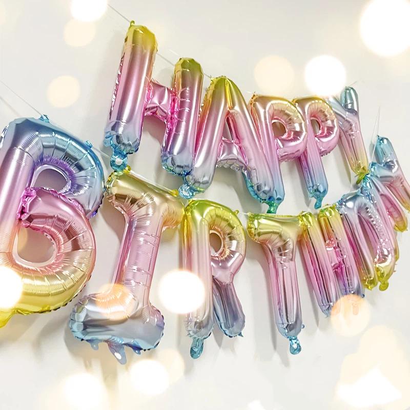 13pcs Birthday Balloon Rose Gold Color Foil Letter Balloons Set Happy Birthday Decoration Globos Kids Party Supplies