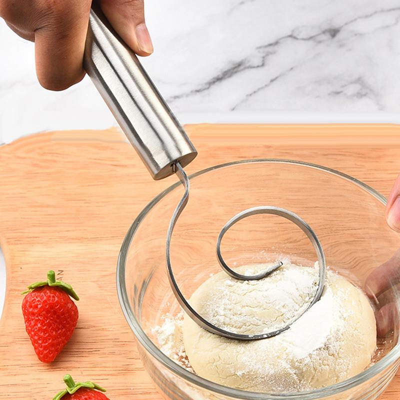 Dough Whisk Manual Mixer Tool For Bread Making Stainless Steel Thickened Non-stick Home Kitchen Utensils For Pizza Pastry