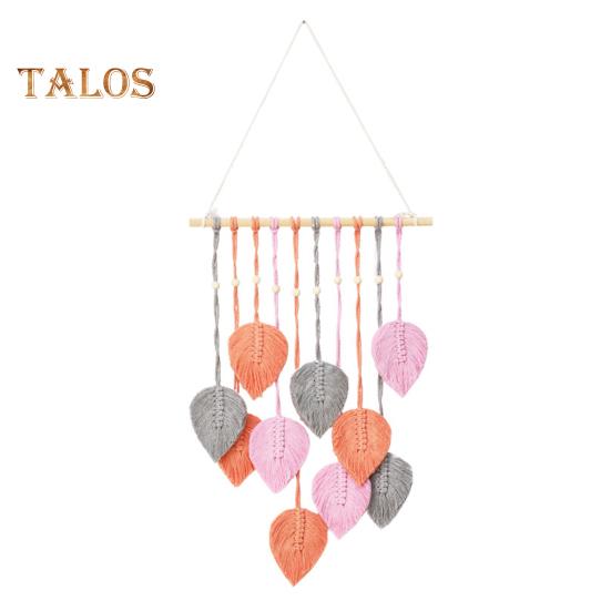 Leaf Macrame Tapestry Bohemian Wall Hanging Ornament Handmade Macrame Home Decoration for Living Room Bedroom Corridor