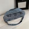 Large Capacity Denim Tote Bag Commuter Handbag Vintage Student Class Shoulder Crossbody Bag
