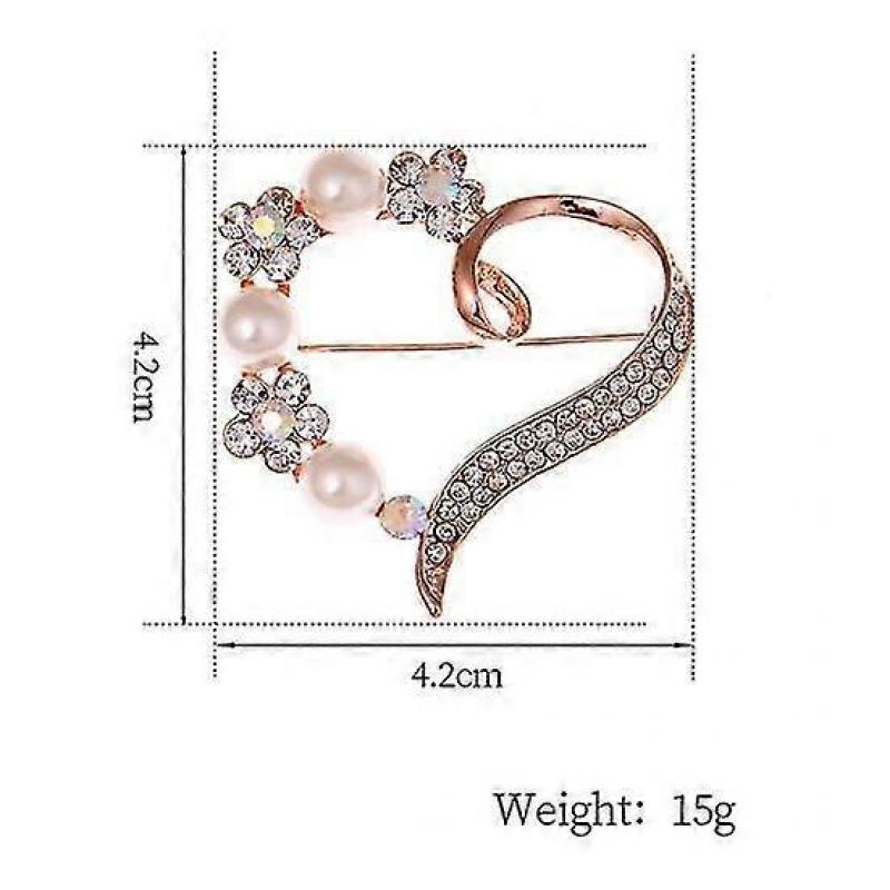 Heart Shaped Diamond Brooch Women'S Versatile Pearl Brooch Brooch