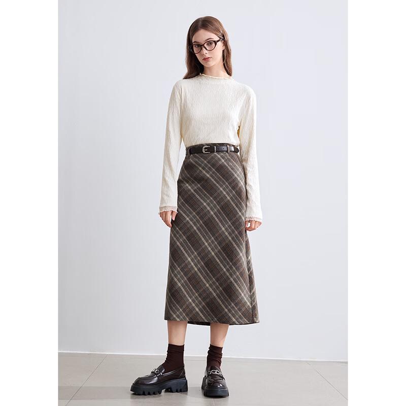 Betu Women's Vintage Plaid Straight Skirt