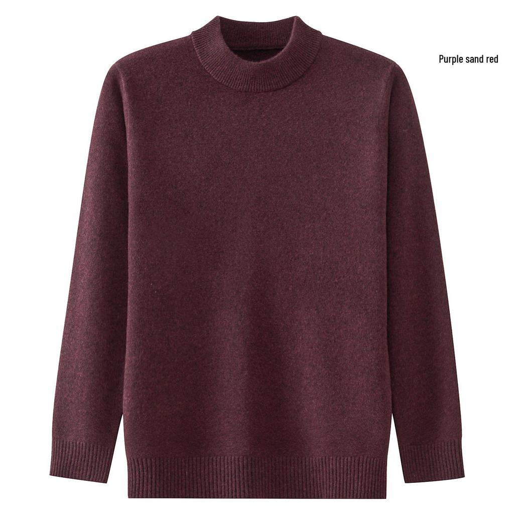 2025 Men's Pure Wool Round Neck Knit Sweater - Casual Long Sleeve Autumn/Winter Collection