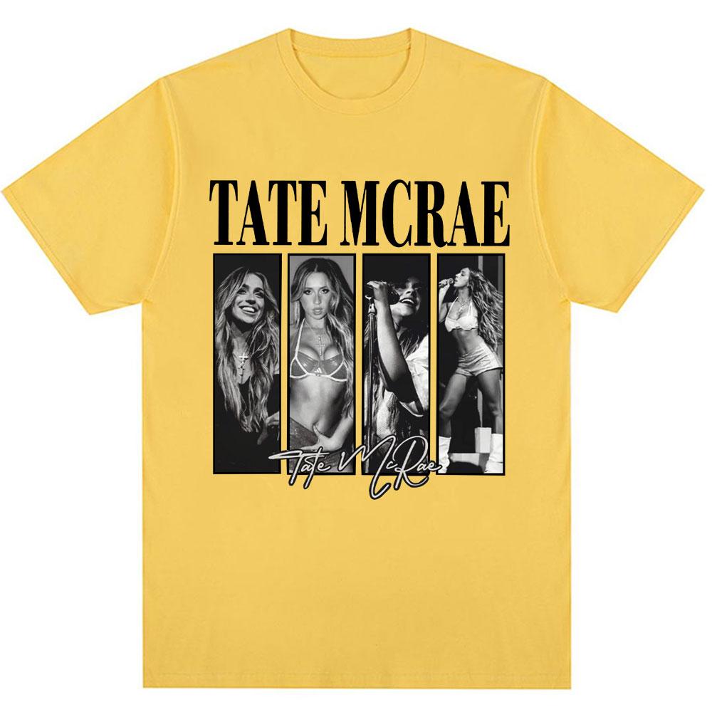 2026 New Vintage Tate McRae Signature Print T Shirt The World Tour Fashion Men Tshirts 100 Cotton Oversized T Shirts Streetwear