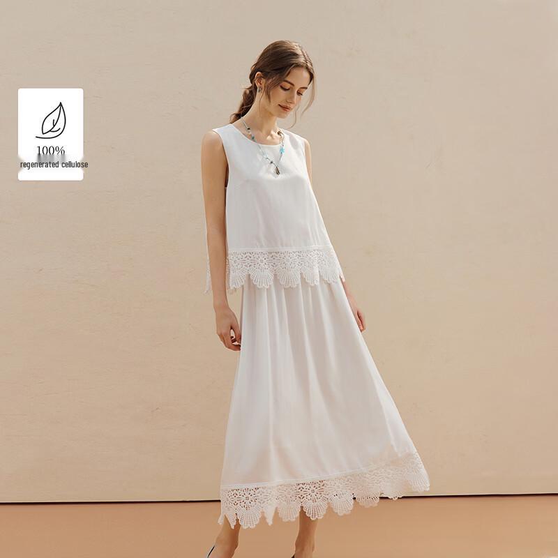 INMAN Faux Two-Piece Lace Sleeveless Dress L