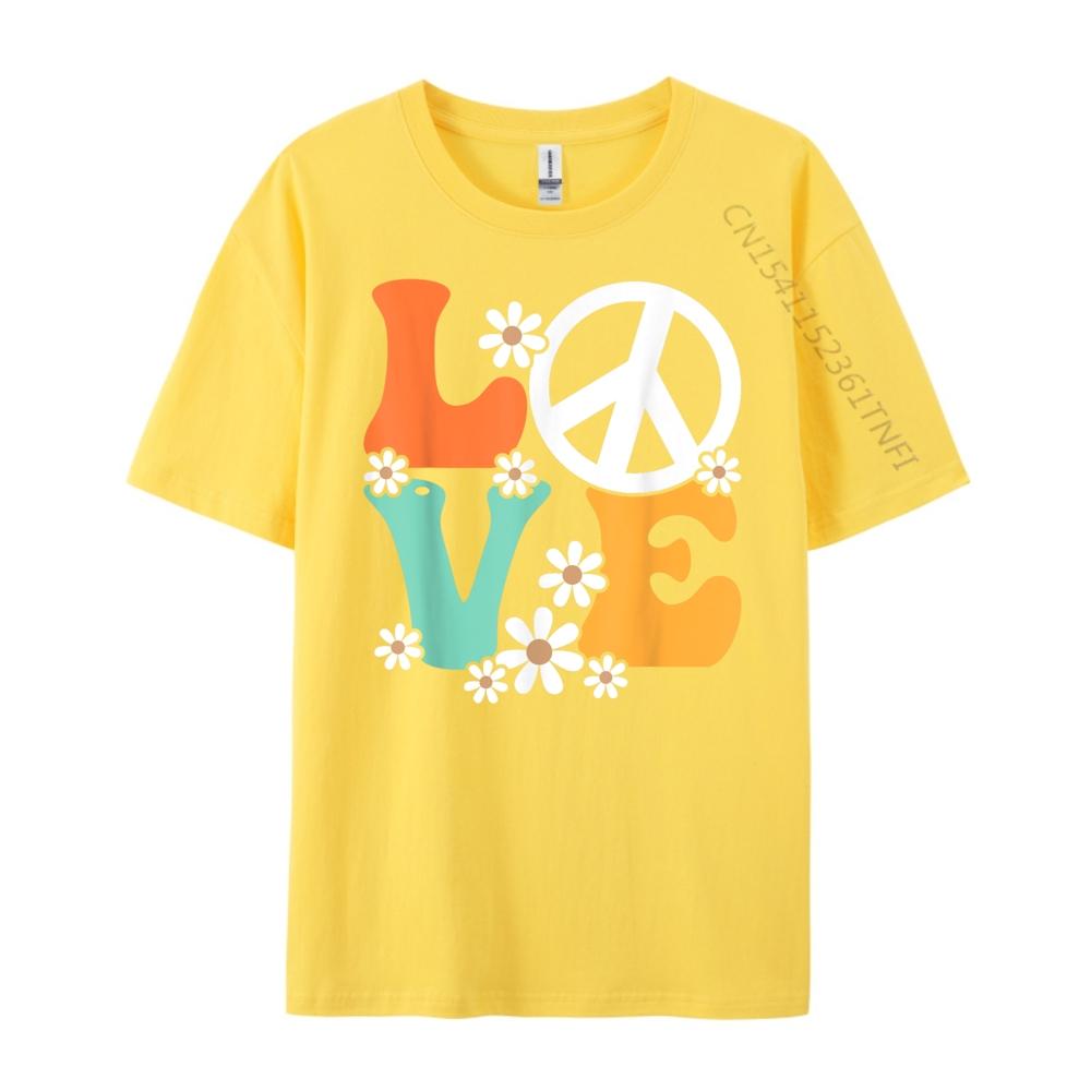 Peace Sign Love 60s 70s Costume Groovy Hippie Theme Party Funny Shirts Women Anime T Shirts Mother's Day