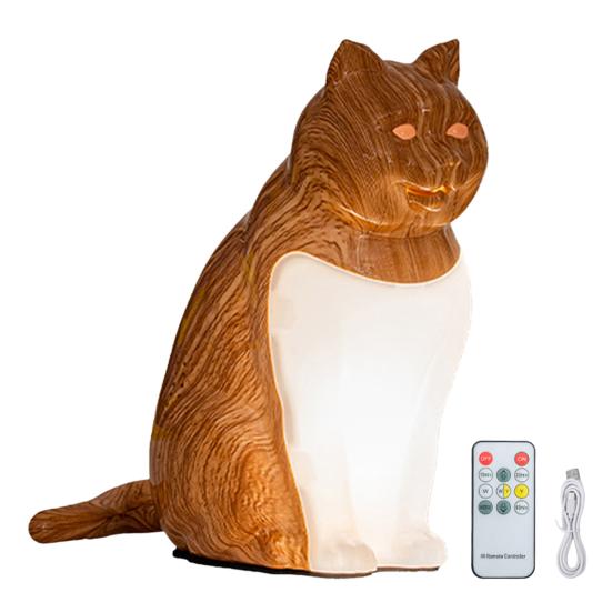 Cat-Shaped Night Light with Aromatherapy Bedside Table Lamp with Sound Function Rechargeable Soft Warm Glow Decorative Figurine Gift for Home Office