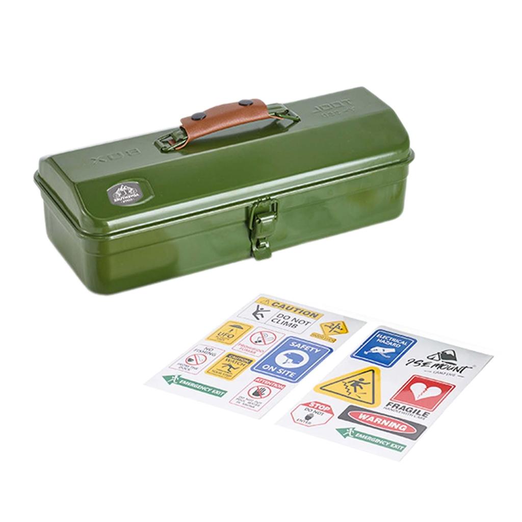 Metal Tool Box With Sticker Small Toolbox Portable Handheld Metal Storage Box Hip Roof Metal Tool Box for Outdoor
