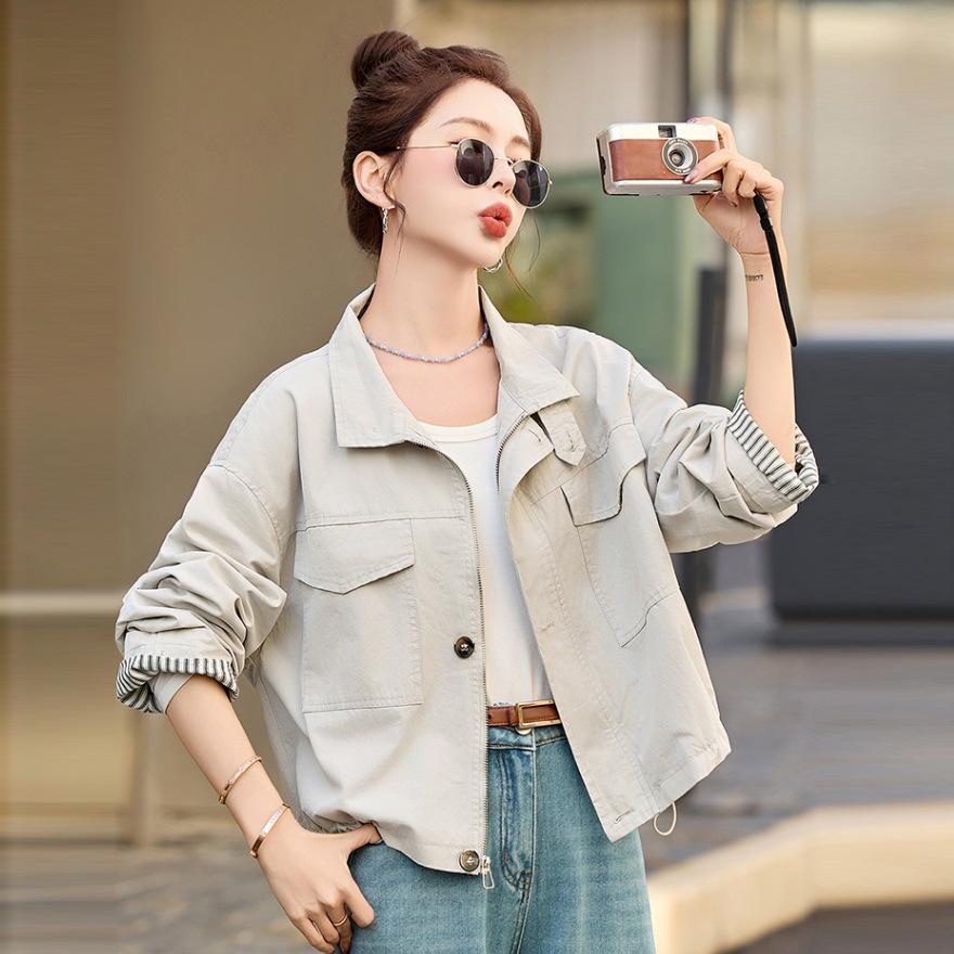 Fashion Short Coat Spring New Casual Versatile Jacket Femininity Design Small Stand-up Collar Top