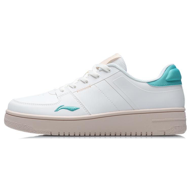 New LiNing Oneplay Elegance Anti Slip Wear Resistant Low Top Skateboard Shoes Women's White Green AGCR190-2