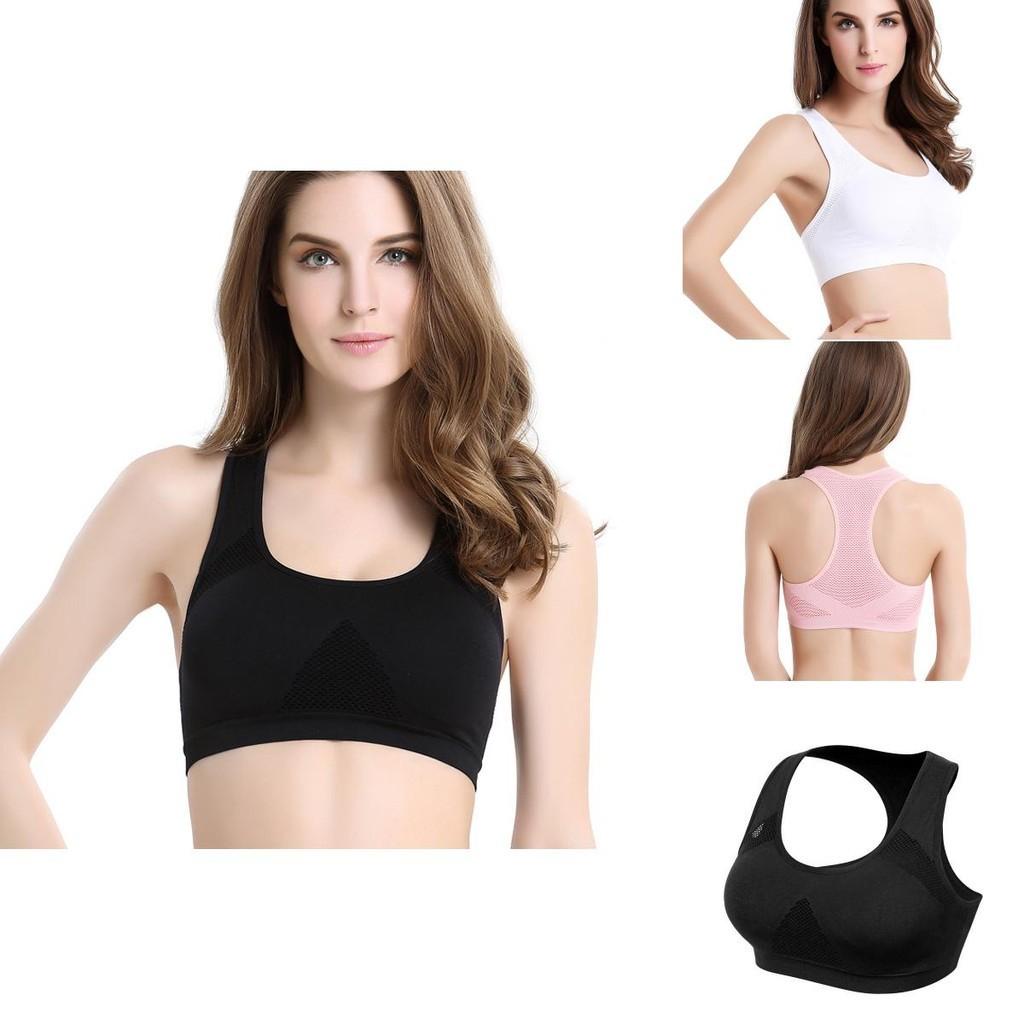 Women Breathable Padded Sports Bra With Hollow Out Design And Pure Color