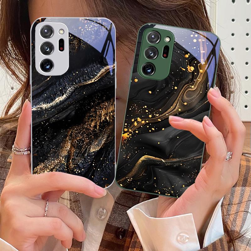 Tmavé Zlaté Černé Pro Samsung Galaxy Note 8 9 10 PRO 20 Ultra A01 02 03 Core 04E 4G 12 13 5G Tvrzené Sklo Pouzdro na Telefon