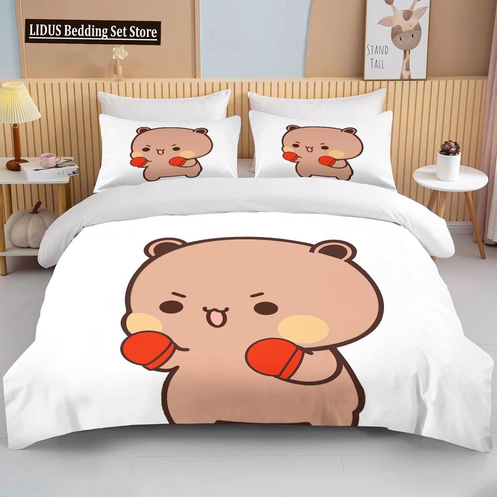 Bubu Dudu Cartoon Cute Bear Kawaii Christmas Gift King Twin Double Boys Bedding Set Microfiber Or Polyester Duvet Cover Set