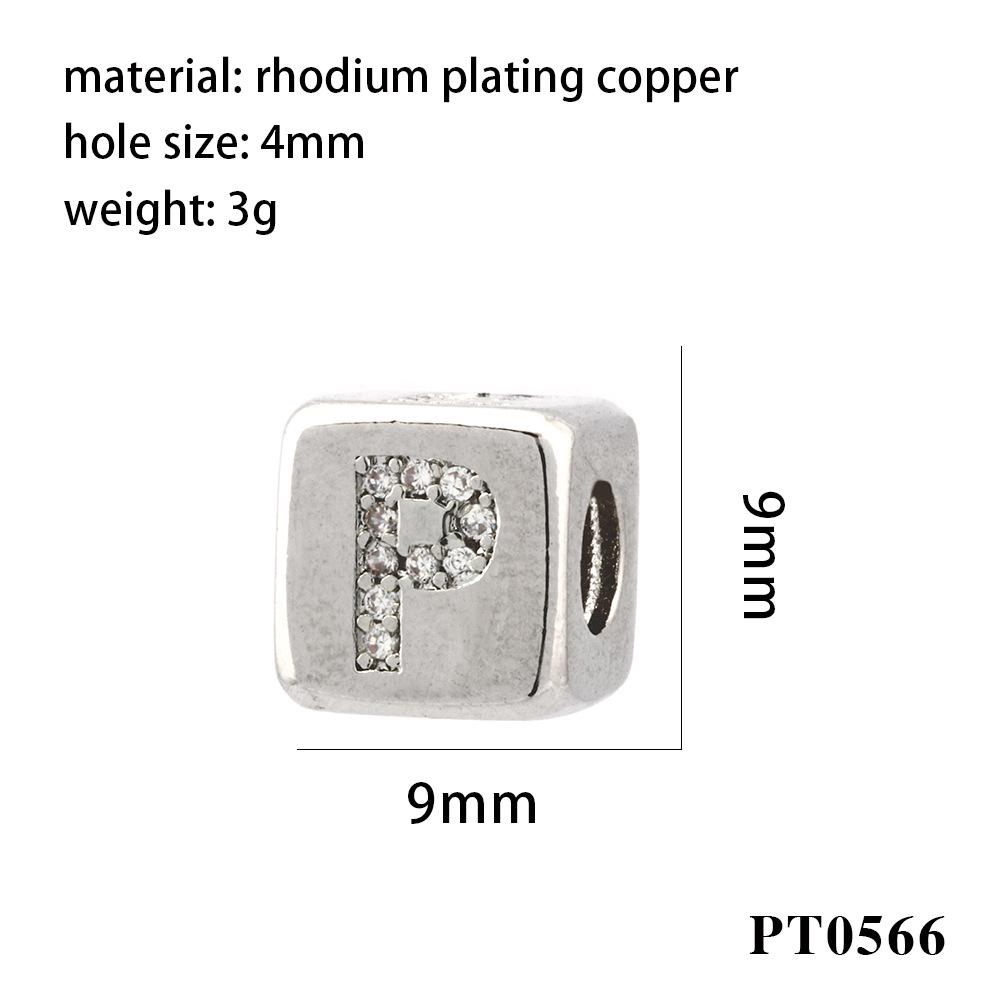 26 Letters Zirconia Inlaid Square Spacer Beads for DIY Bracelets, Necklaces & Pendants