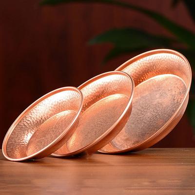 Tybetański Miedziany Talerz 15,4 cm Grawerowanie Buddyzm Mosiężna Miska Pomyślne Tantra Ołtarze Na Tacę dla Buddy Biurko Dom Prezent Dekoracyjny