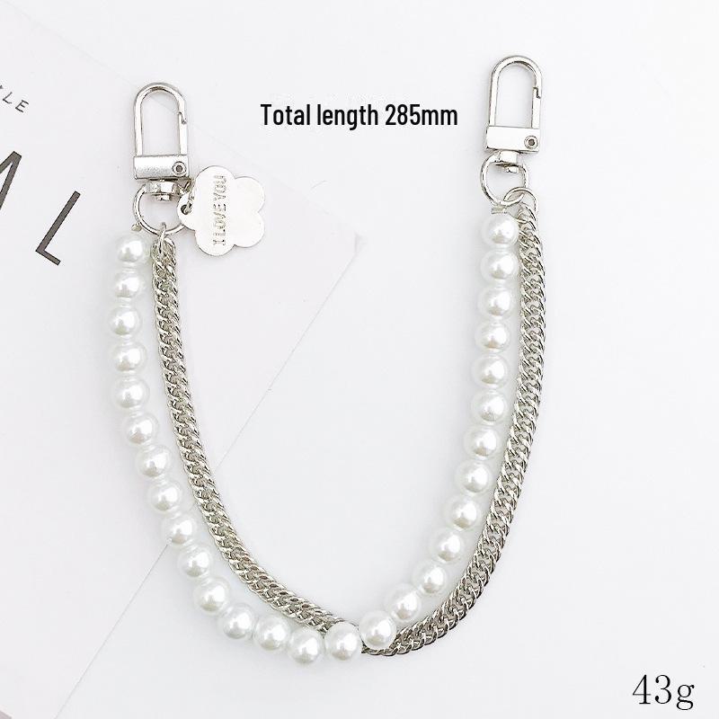 Capa de celular com corrente de pérolas faça você mesmo para mulheres da moda com pingente de cristal antiqueda