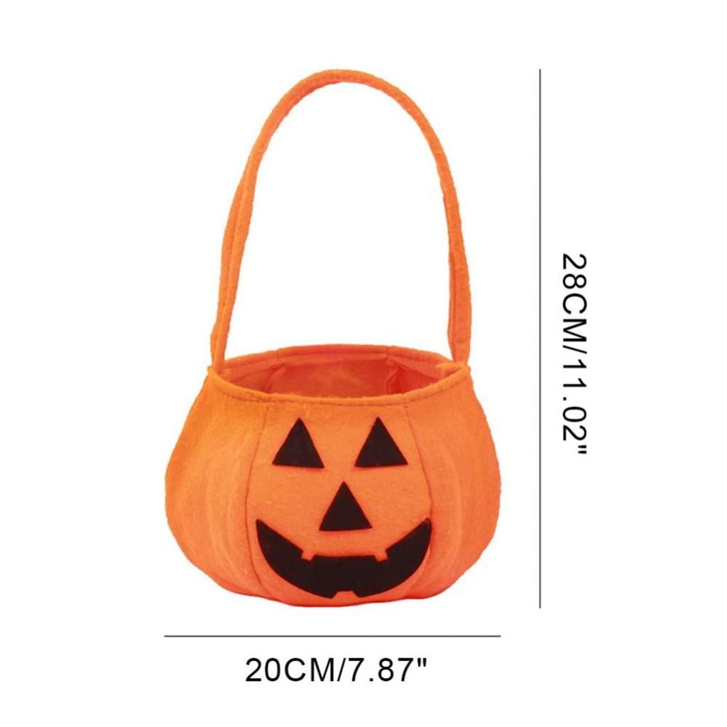 3pcs Halloween Pumpkin Bucket Portable Non-Woven Candy Basket Trick Or Treat Kids Gift Packaging Halloween Party Decor Supplies