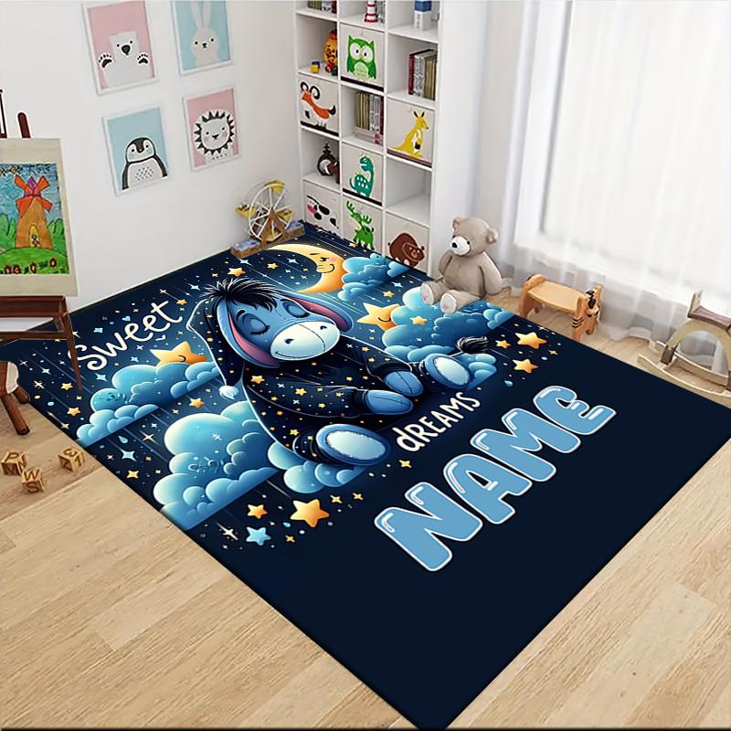 Custom Name Eeyore's Butterfly Adventure Carpet Rug Customizable Soft Washable Anti-Slip Home Living Room Sofa Mats Personalized Rug. 0909426