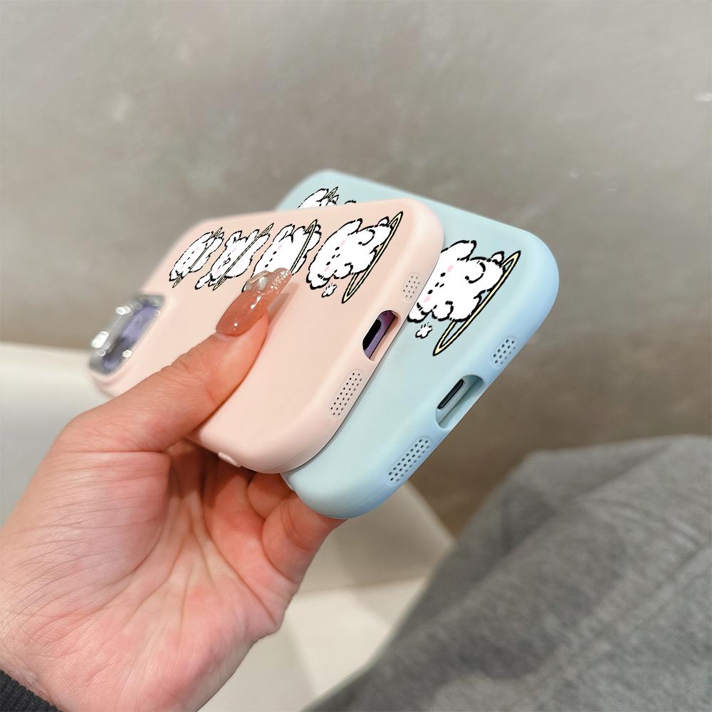 Solid farge Sølvkant-objektiv Fatty deksel Mykt TPU flytende silikondeksel Støtsikkert telefondeksel for Xiaomi Redmi Samsung