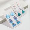 3Pairs/Set Christmas Acrylic Stud Earrings for Women Lovely Gingerbread Man Xmas Tree Snowman Earring Cute Jewelry Party Gift