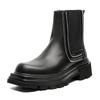 2024 Autumn Men's Fashionable Square-Toe Thick-Soled Zipper Mid-Tube Martin Boots