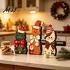 2D Flat Cat Ornaments 3Pcs Christmas Wooden with Hat and Bow Tie, Decorative Decor Thanksgiving Tabletop Figurines, Cute Desktop Decoration