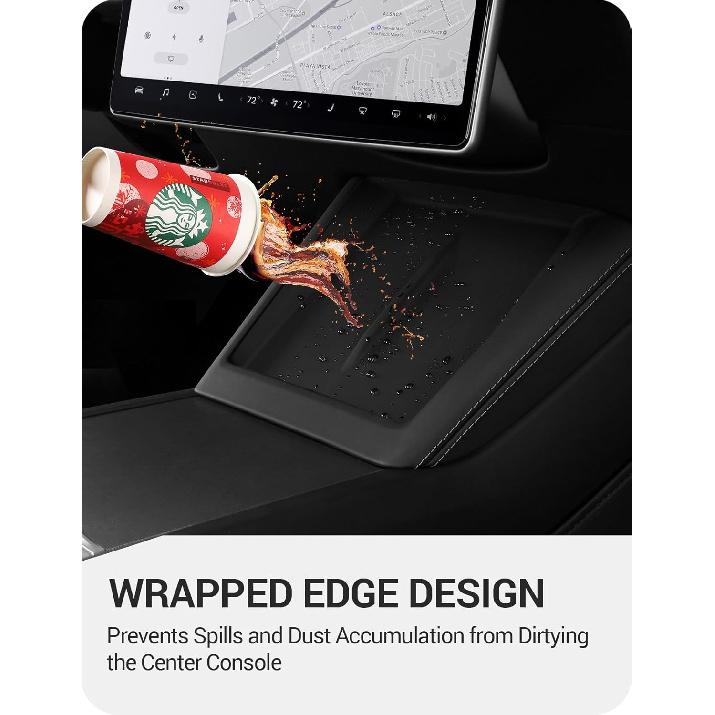 BASENOR 2026 Upgrade Center Console Wireless Charger Mat for 2024 2025 2026 Model 3 Highland Silicone Cover Wireless Charging Phone Pad [Proprietary