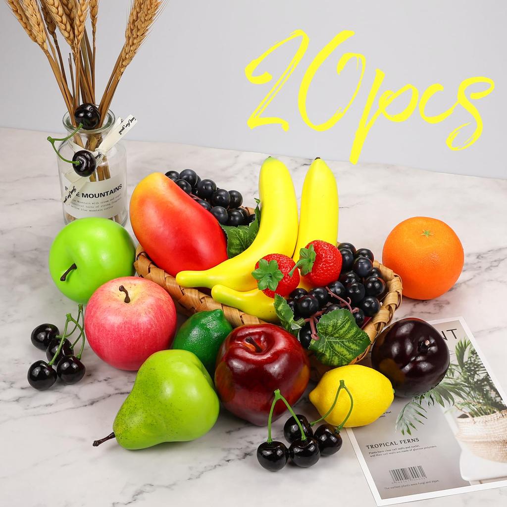 Artificial Fruit Fake Fruits for Home Simulation Fruit Party Christmas Fruit Models for Fake Total 20 Pack, Decor, Set, Decoration, Photography,