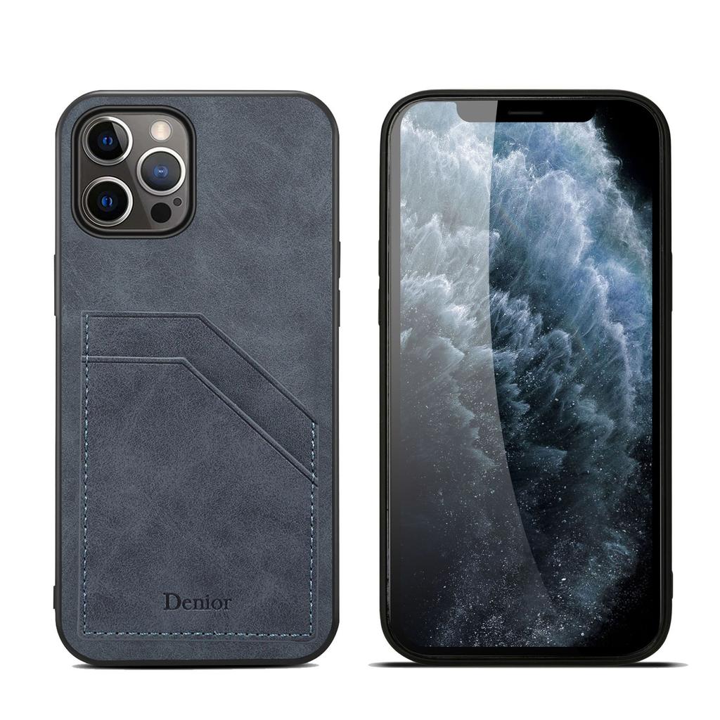 Denior Applicable iPhone15 mobile phone case Apple 13 plug-in card 12Pro retro leather anti-drop 14 mobile phone case
