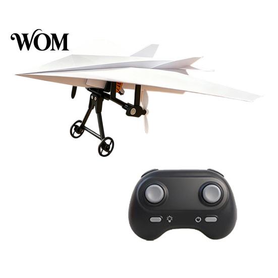 Indoor Outdoor Flying Toy Remote Control Paper Airplane Kit, DIY Electric RC Plane with Gyro Educational Stabilizer, Dual Propellers, Lightweight