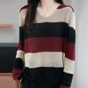 NaVaVa Women Bicolor Striped V Neck Long sleeVe Knit Top Nk3205