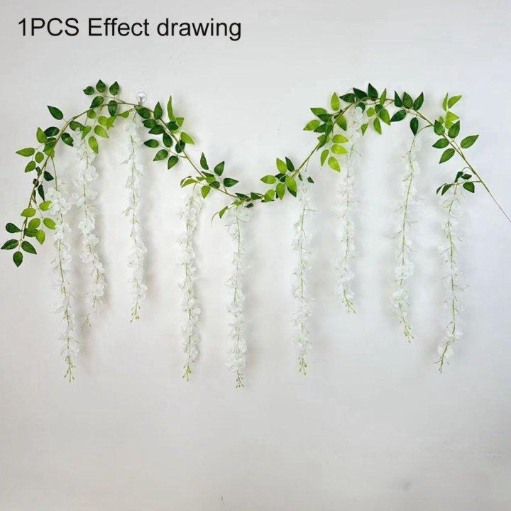 String Design Silk Decor Artificial Wisteria Vines Garden Decorations Hanging Flower PCS Wisteria Flowers Vine Package Content China Mainland