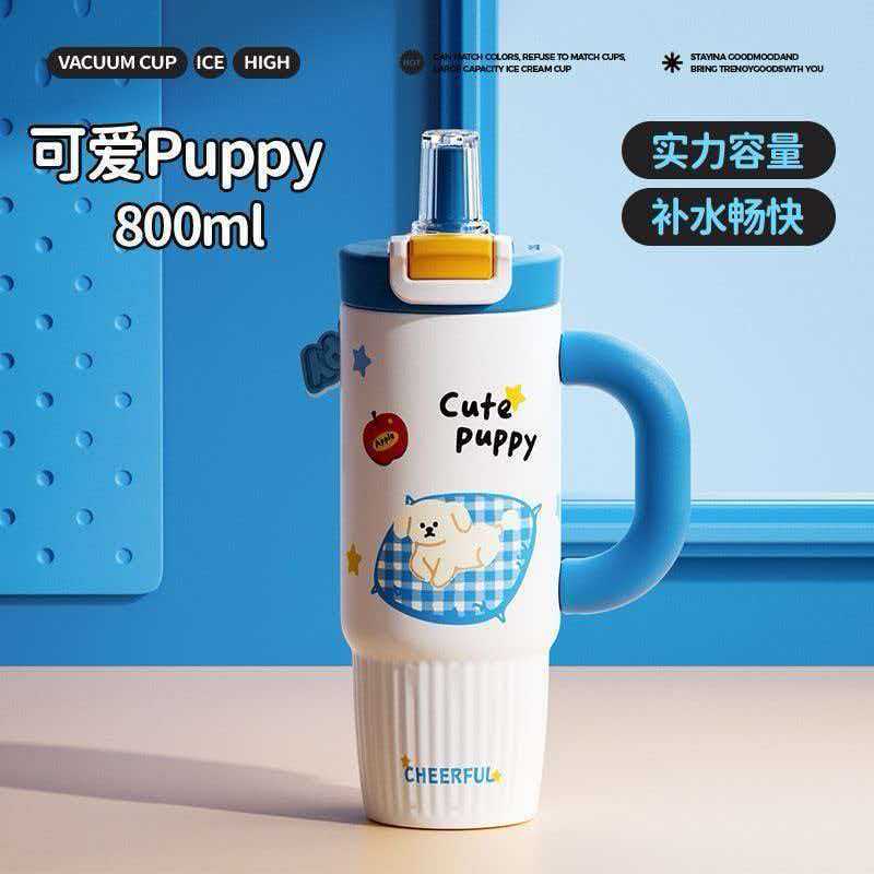 Water Bottle Cartoon Large Capacity Ice Cup Boys and Girls Double Layer Stainless Steel Thermos Cup Outdoor Water Cup