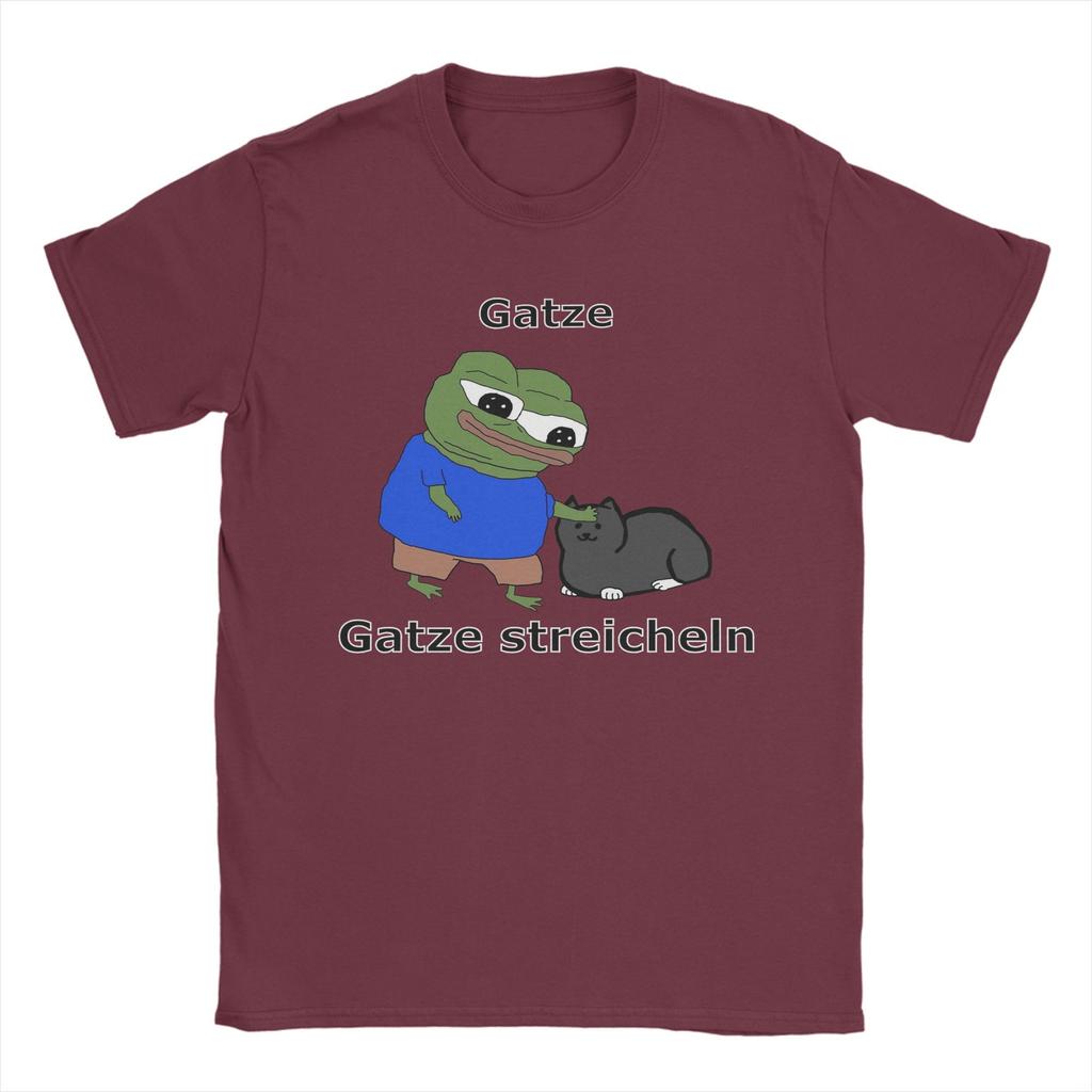 Klappa katt Husdjur Katt Meme T-shirt Män P-pepe Grodan Grym 100% Bomull T-shirts O-hals Kortärmade T-shirts Sommarkläder