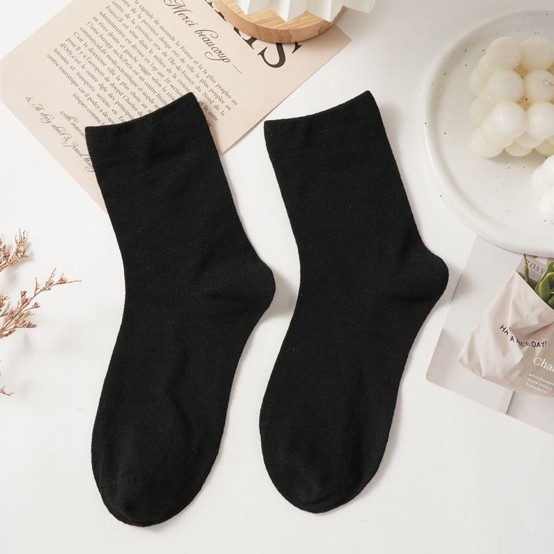 Versatile Solid Color Mid Tube Socks Japanese Casual Breathable Pile Socks Comfortable