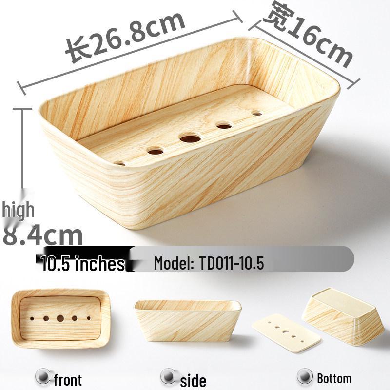 Xiangyuanmei Melamine Barbecue Hot Pot Side Plate - Imitation Porcelain Grill Pan with Wood Grain Design