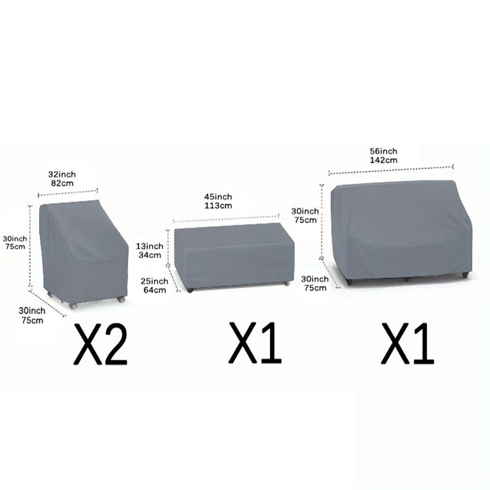 

Patio Furniture Covers 4Pcs Set with Adjustable Drawstring Waterproof and Windproof Protection for Sofa Chairs and Coffee Table сірий