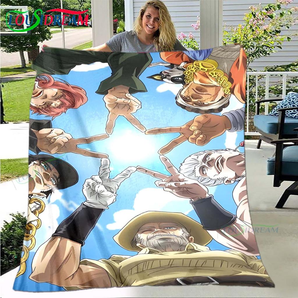 Cartoon J-JoJo’s Bizarre Adventure Blanket,Flannel Throw Blanket for Bed Sofa Picnic Office Hiking Leisure Nap Birthday Gift