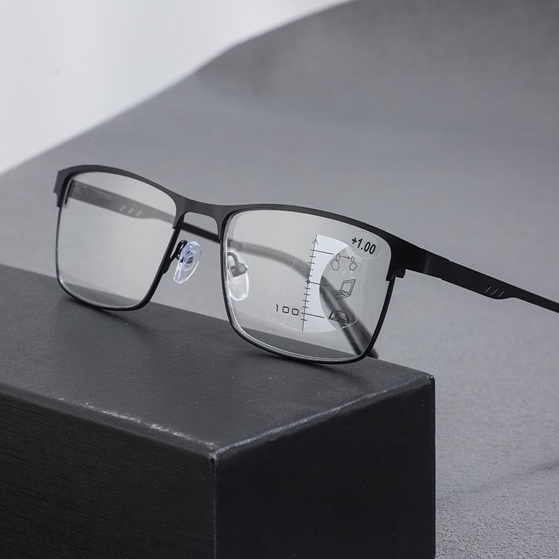 Fashion Unisex New Photochromic Reading Glasses Classic Smart Zoom Progressive Multifocal Color Changing Presbyopia Glasses