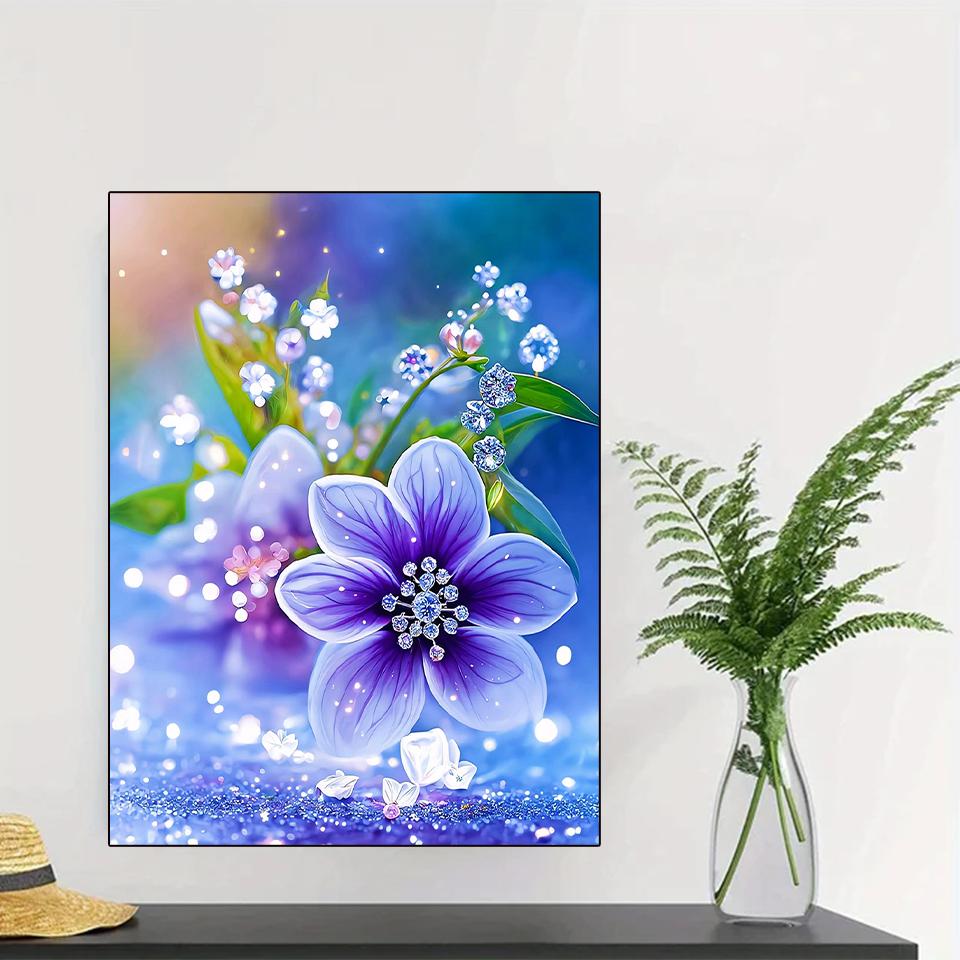 Diamond Painting Blooming Flower Cross Stitch Kits DIY Diamond Mosaic  Purple Flower New Arrivals Art Home Decor Handicraf Gift