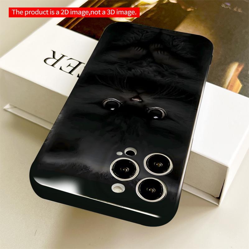 2DFlat Dark Gray Kitten Staring Intently All inclusive film hard iPhone case, compatible with iPhone 18 Pro Max 17 16 15 14 13 12 11
