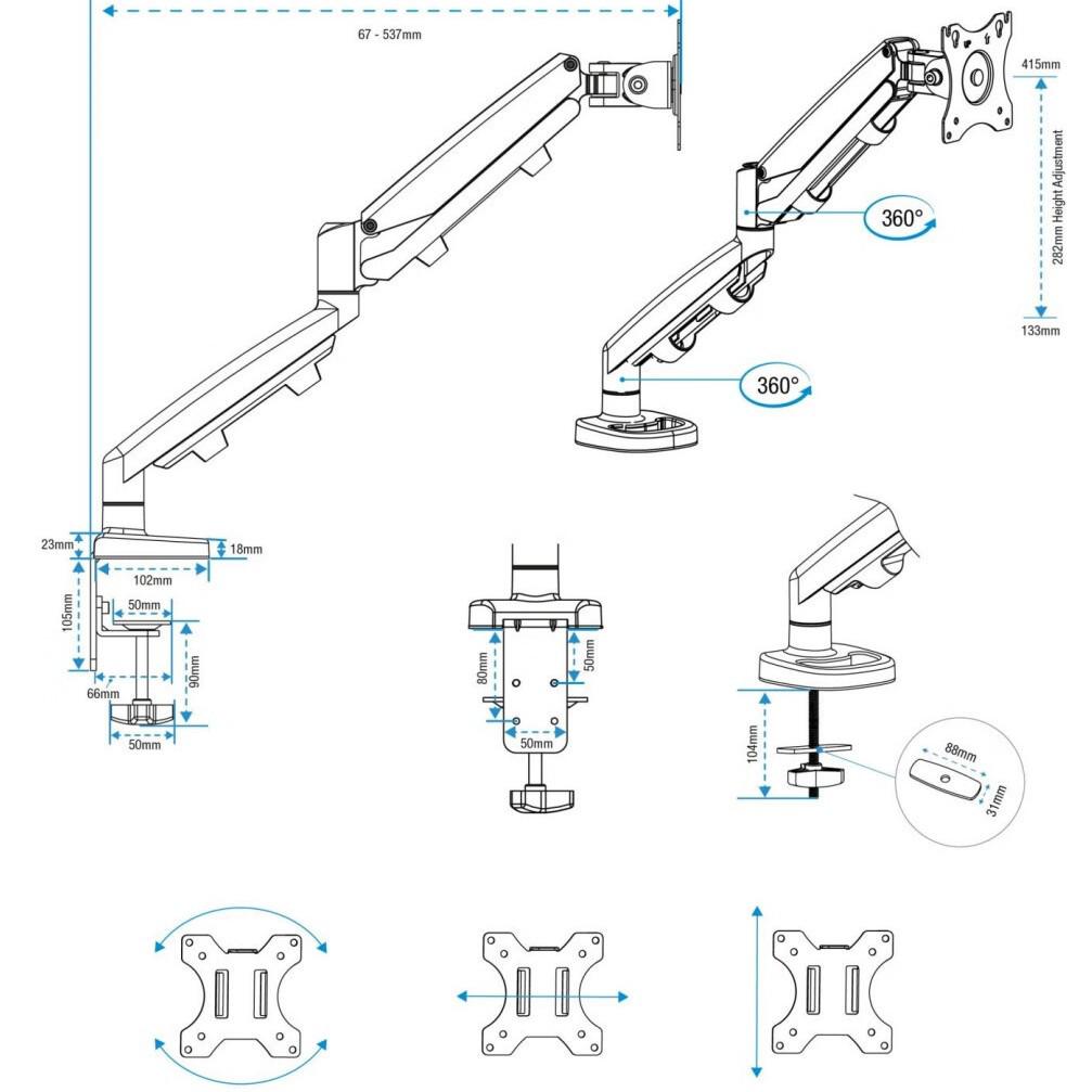 

Fellowes Black Single Monitor Arm, Model 9683101/EPPA