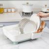 Plastic Dish Drainer With Cutlery Holder Drainage Design Large Capacity Kitchen Counter Tableware Storage Rack