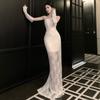 Vintage Light Wedding Dress Lace Mori Suspender Bridal Morning Robe Women's Engagement Banquet Birthday Dress Fishtail Go Out Gauze Skirt