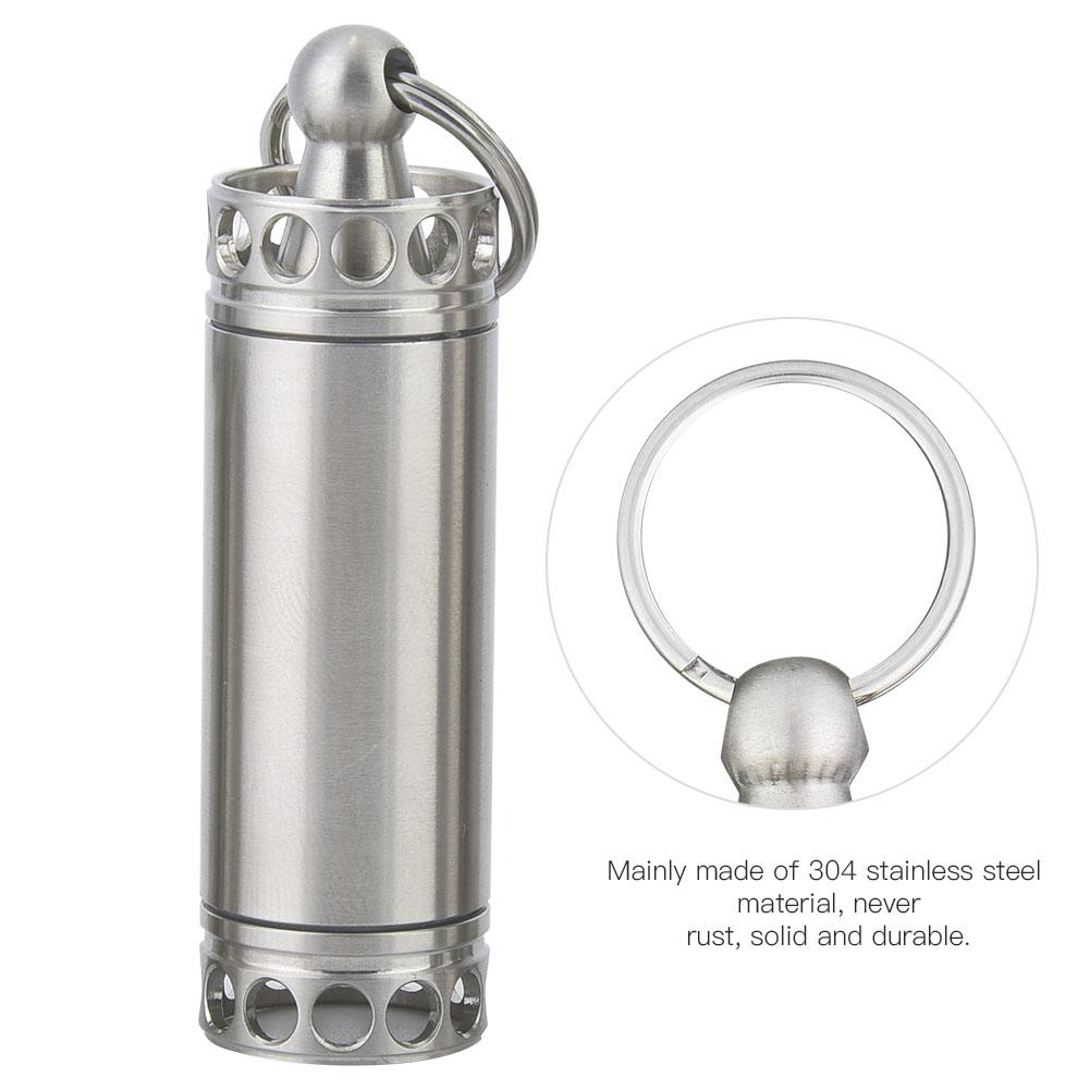 Wodoodporna kapsułka przetrwania ze stali nierdzewnej Butelka na pigułki Outdoor Camping Medicine Container(M)