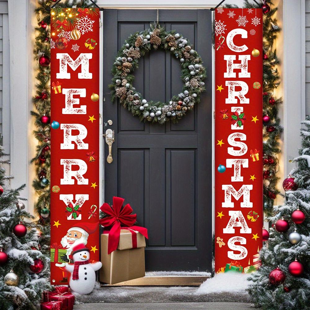 Merry Christmas Porch Sign Carnival Polyester Indoor Outdoor Decor