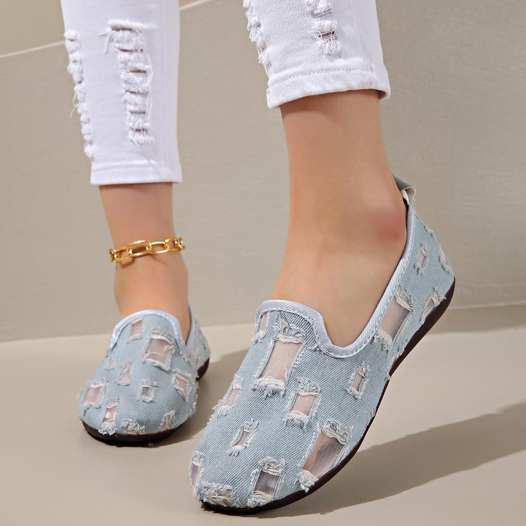 2025 Summer Single Shoe, Mesh Flat-soled Casual Cloth Shoes, Shallow Soft-soled Doudou Women's Shoes