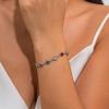 Retro personalized collarbone chain square colored diamond crystal necklace, niche dopamine peach heart jewelry