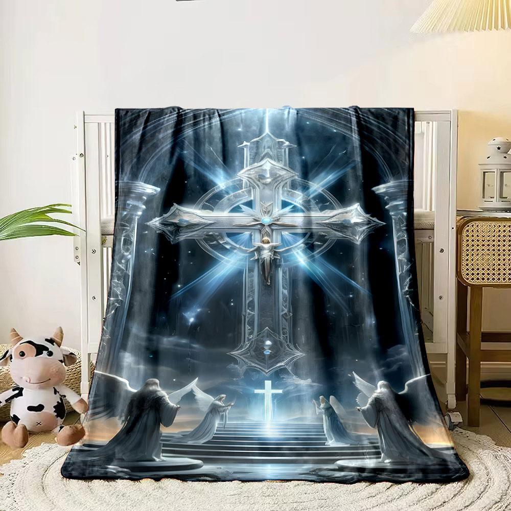 Celestial Cross Angel Blanket Printed Blanket for Living Room Bed Couch lunch break Soft Cozy Blanket for Friend's festival Gift